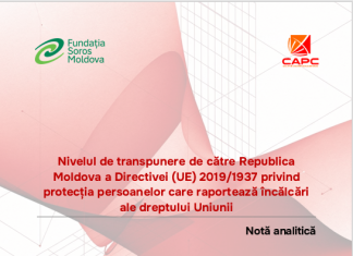 (Română) Nivelul de transpunere de către Republica Moldova a Directivei (UE) 2019/1937 privind protecția persoanelor care raportează încălcări ale dreptului Uniunii